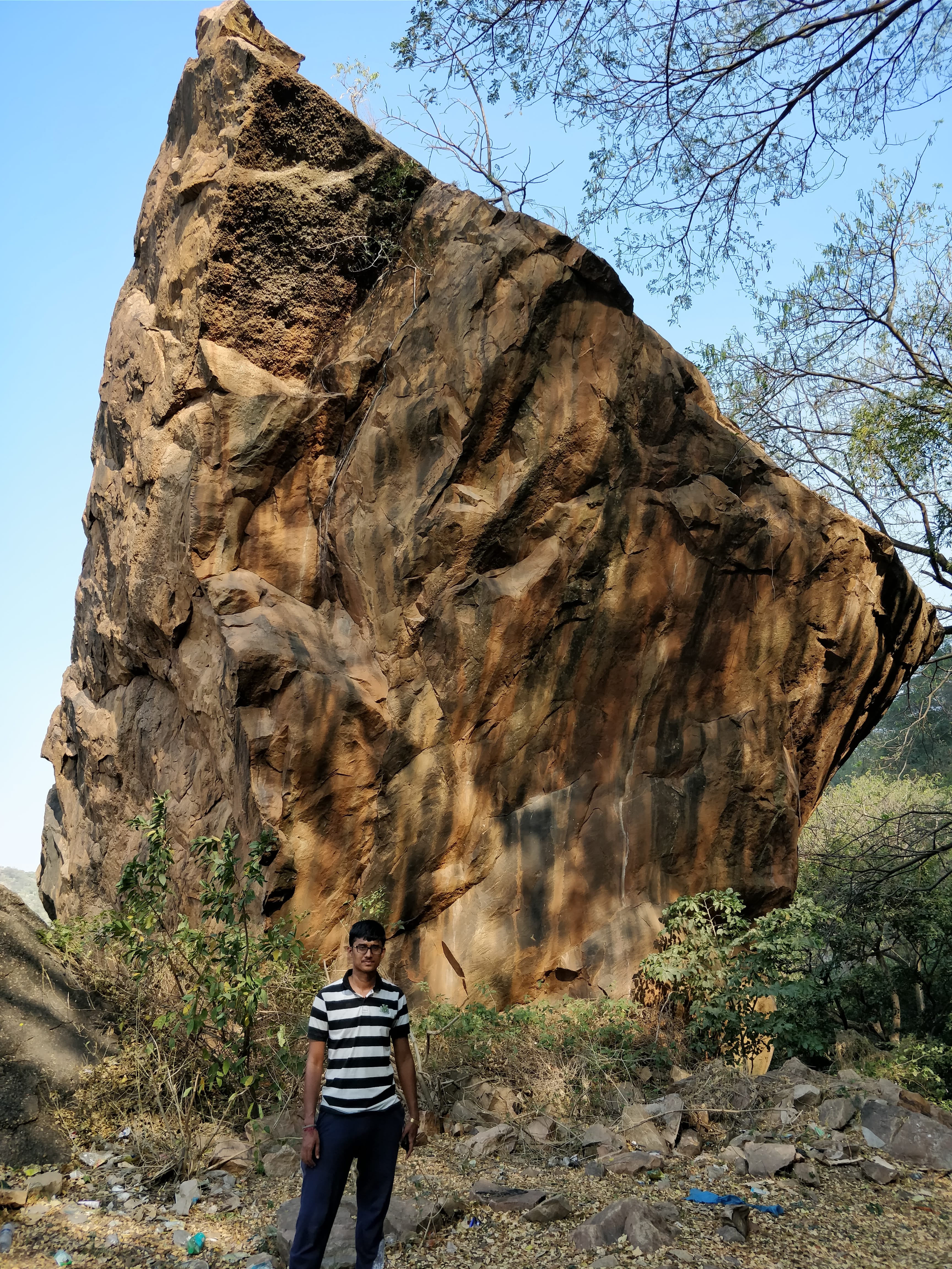 chandresh infront of a huge rock