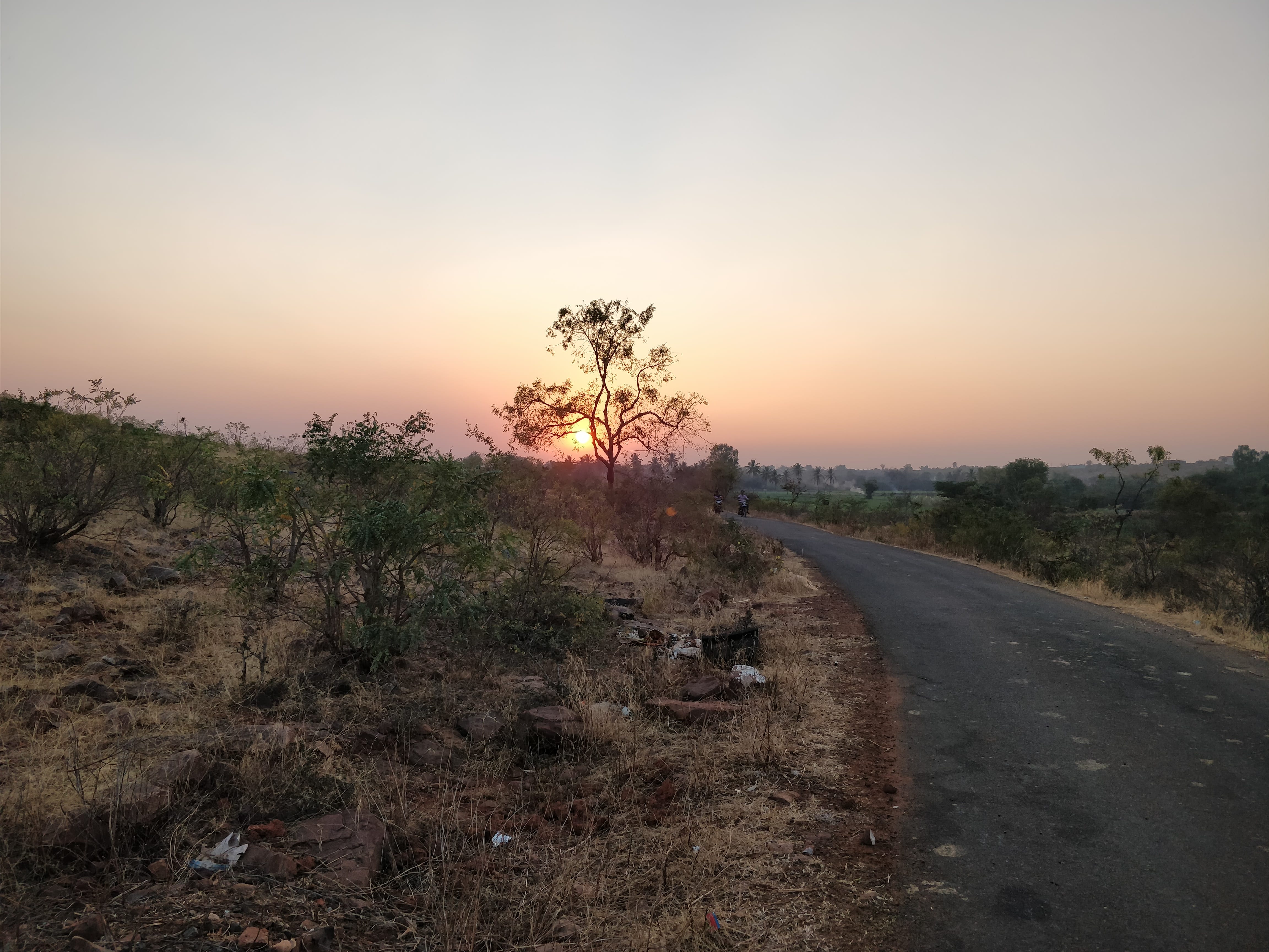 sunset at Godachinmalki - village road