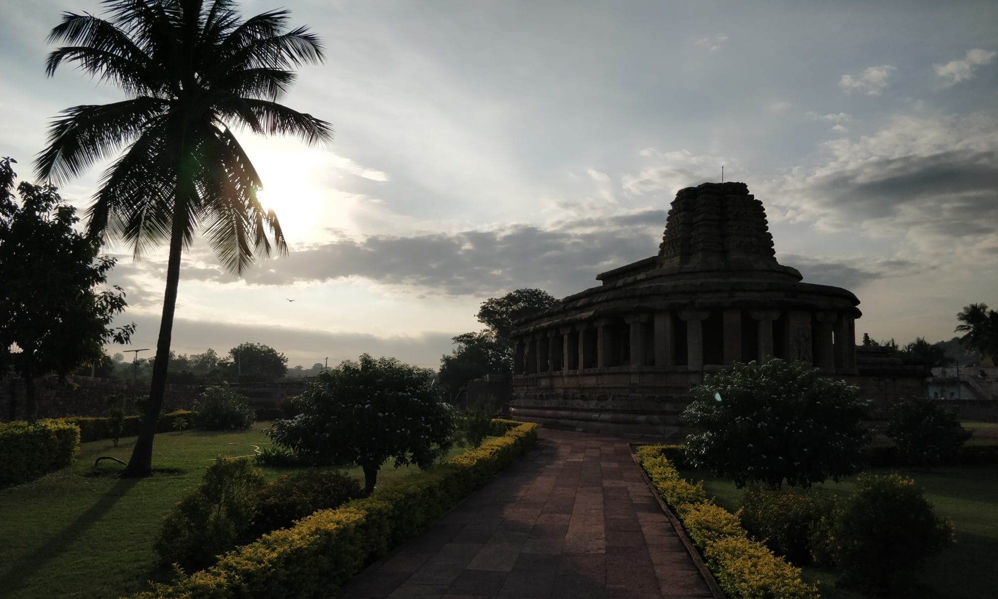 Durga temple and the early morning sun