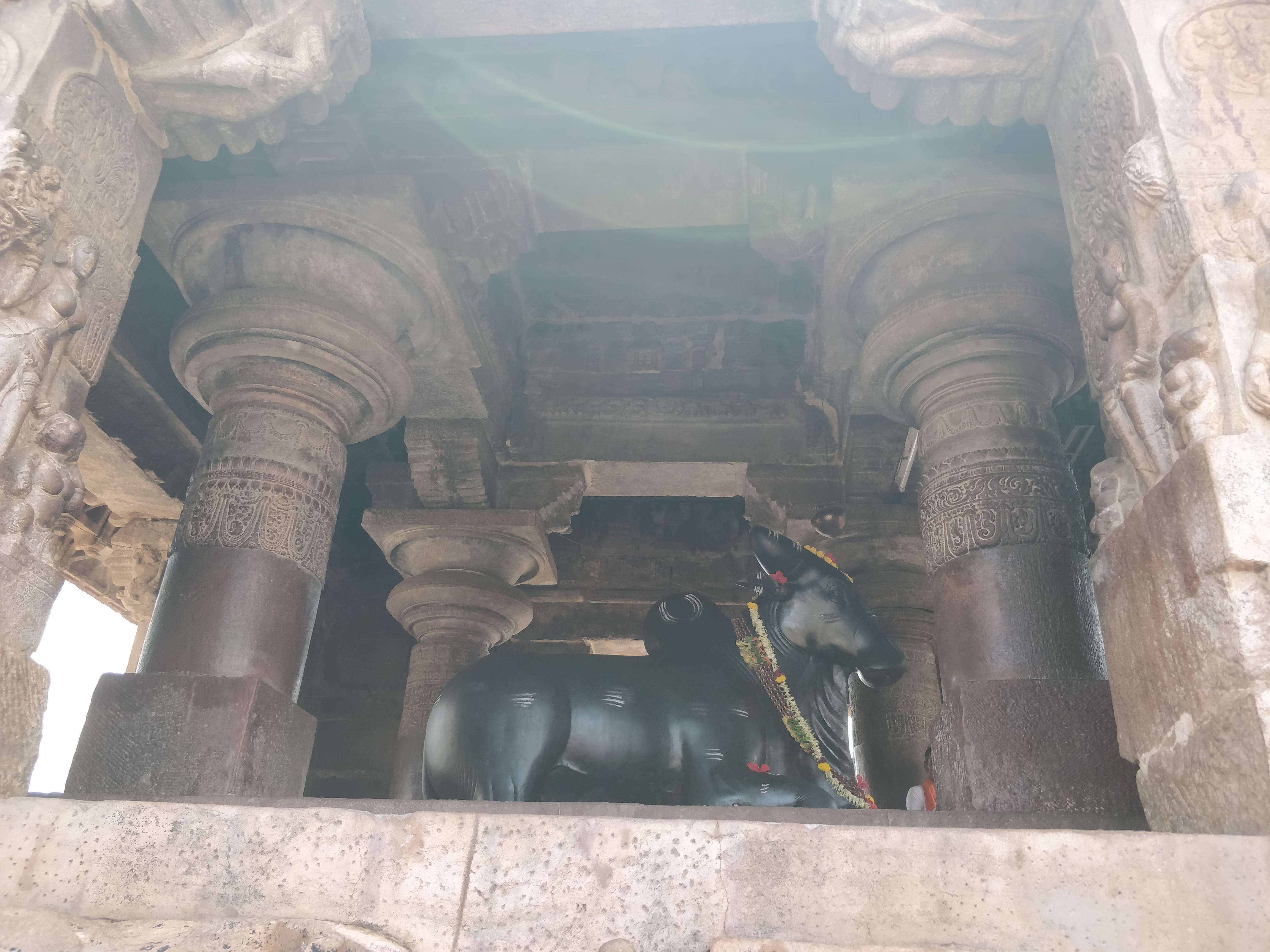 huge Nandi statue inside the complex
