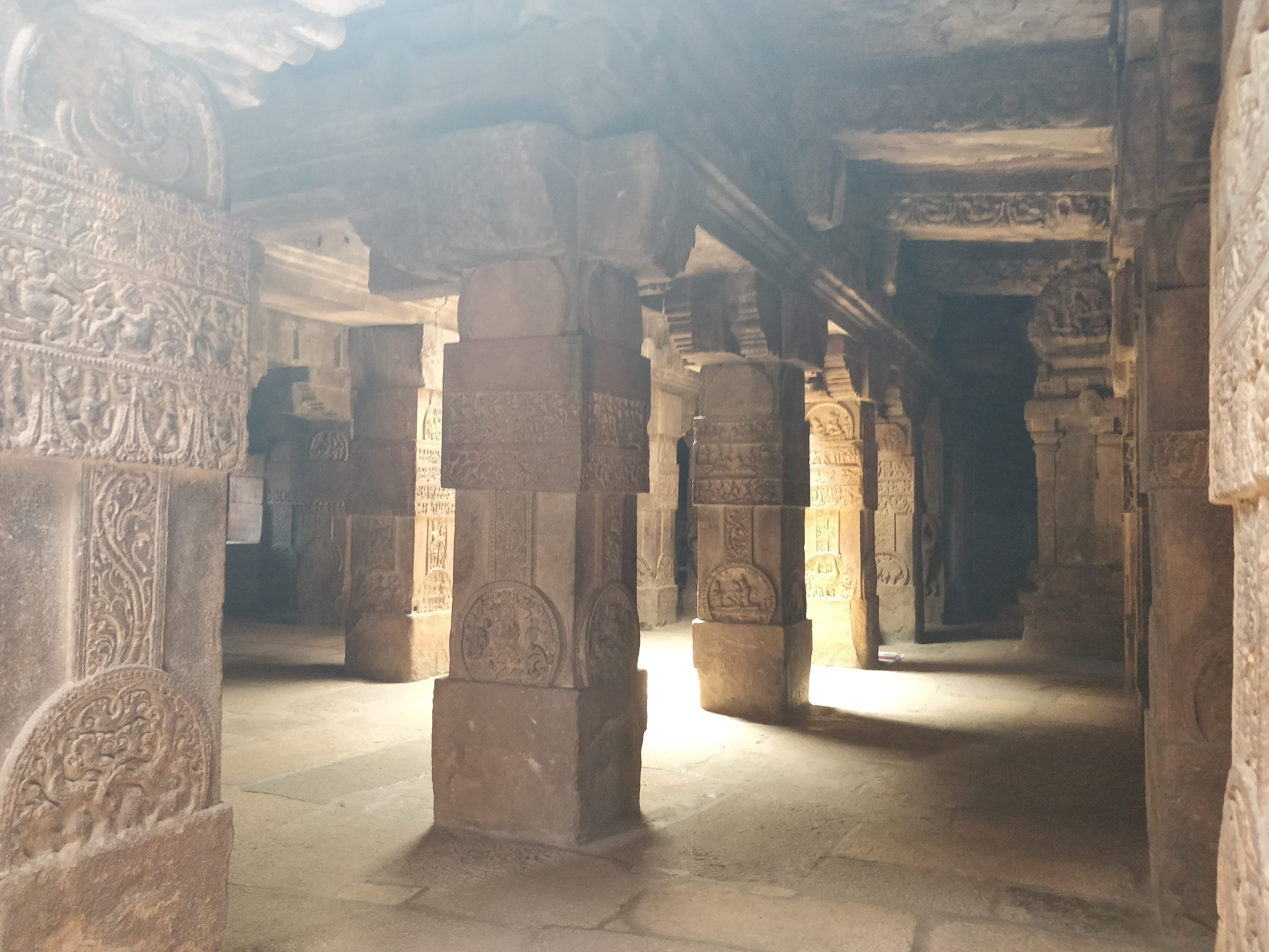 lot of pillars inside the temple