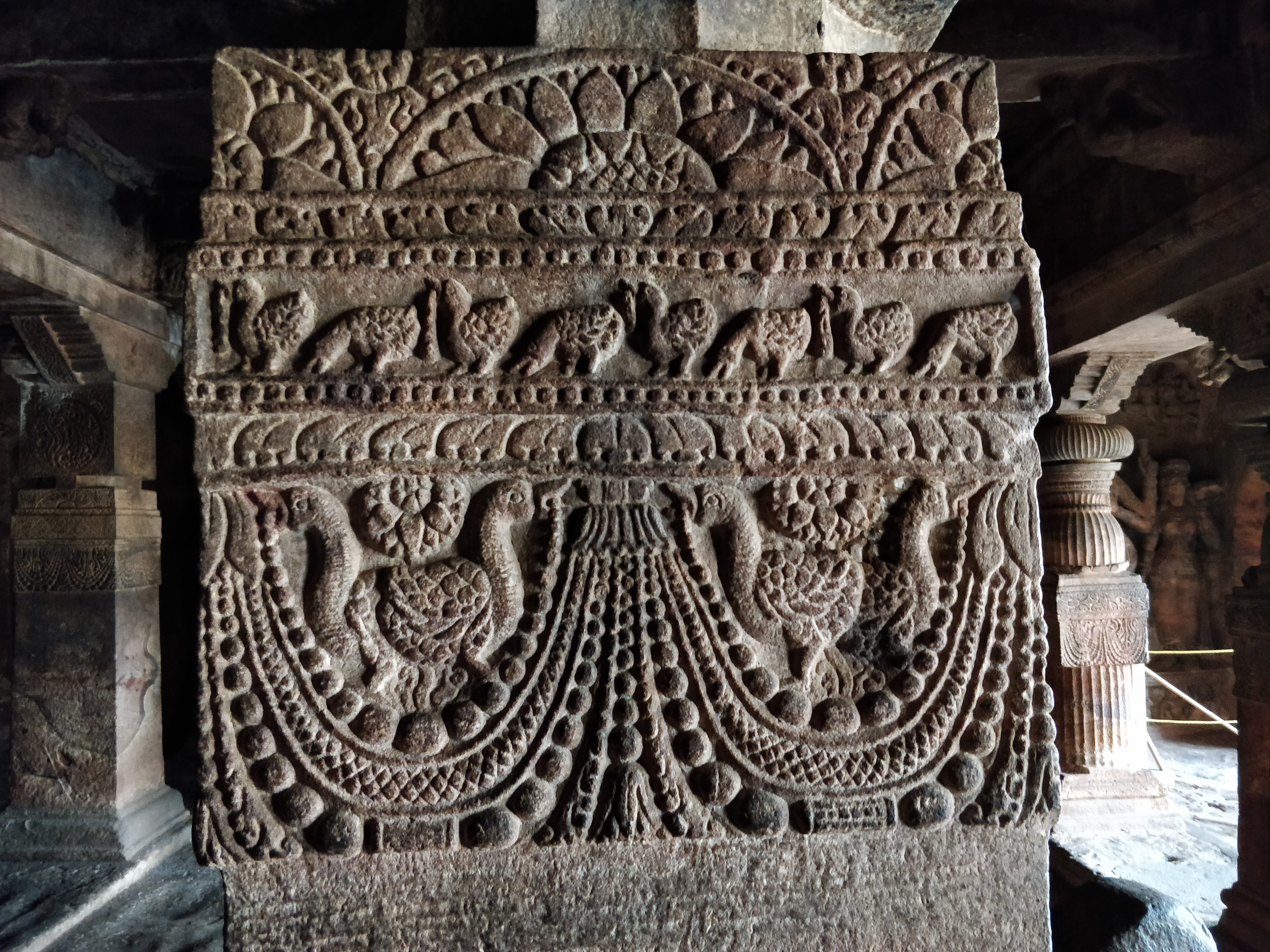closeup of the carvings on the pillars