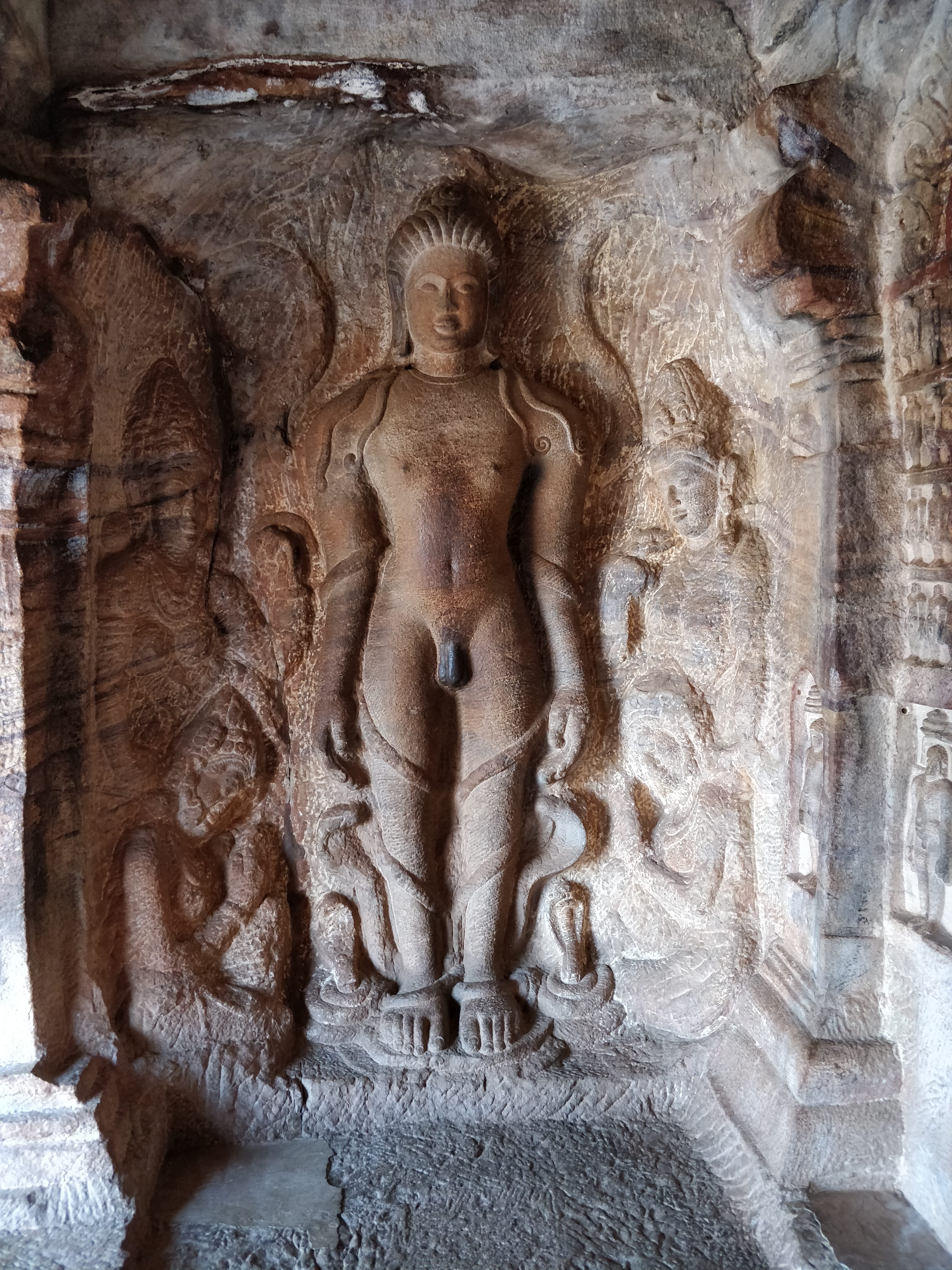 on one of the walls inside the cave temple