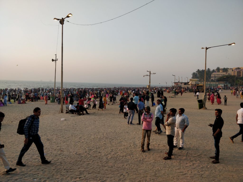 the crowd at the beach