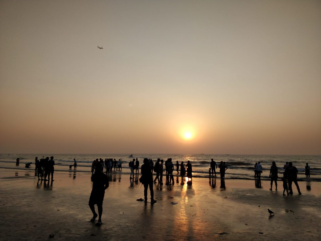 juhu beach - sunset, water sports, flight flying out of Mumbai